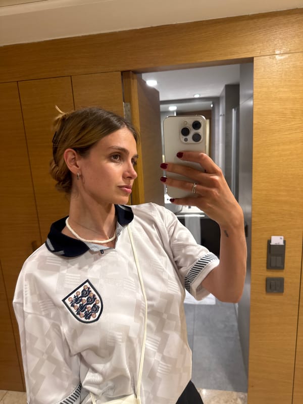 Hotel selfies in Manavgat wearing an England soccer jersey