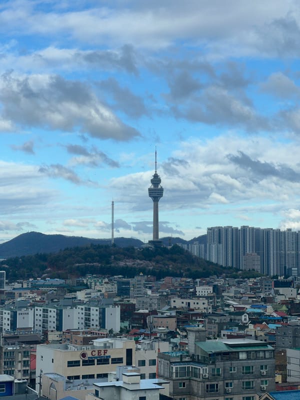 83 Tower dominates Daegu cityscape under cloudy skies