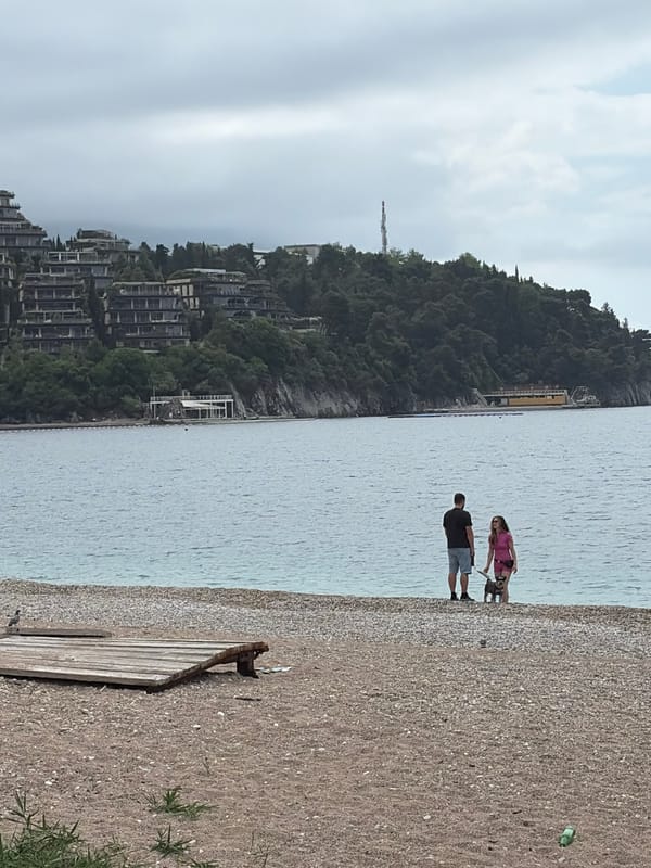 Morning beach activities observed along Budva Montenegro coastline