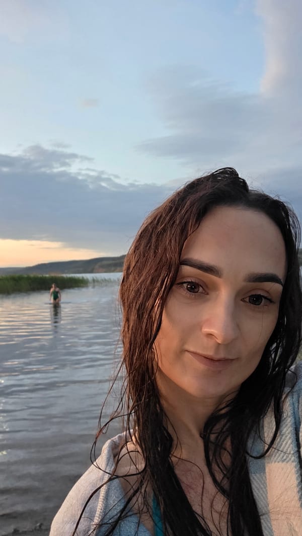 Lakeside evening in rural Russia, swimming and sunsets