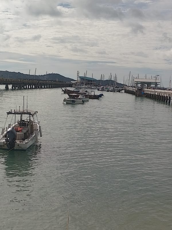 Chalong Pier and harbor on a cloudy afternoon