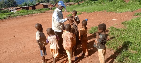 Children play traditional games in Congolese villages