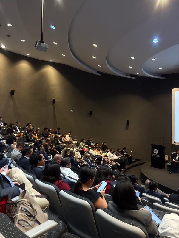 Late-night academic panel discussion held at Tecnológico in Puebla