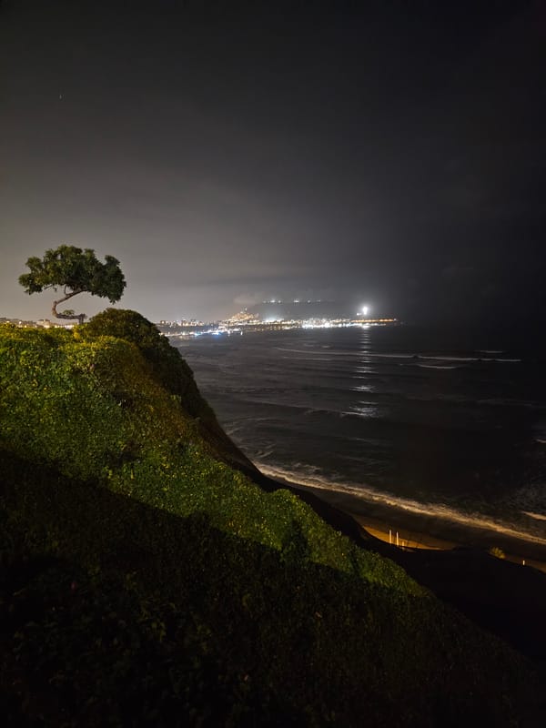 Late-night street scenes documented across coastal Miraflores district