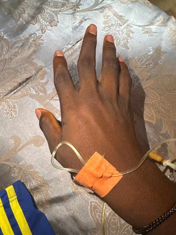 Patient receives IV treatment in Oboama, Nigeria
