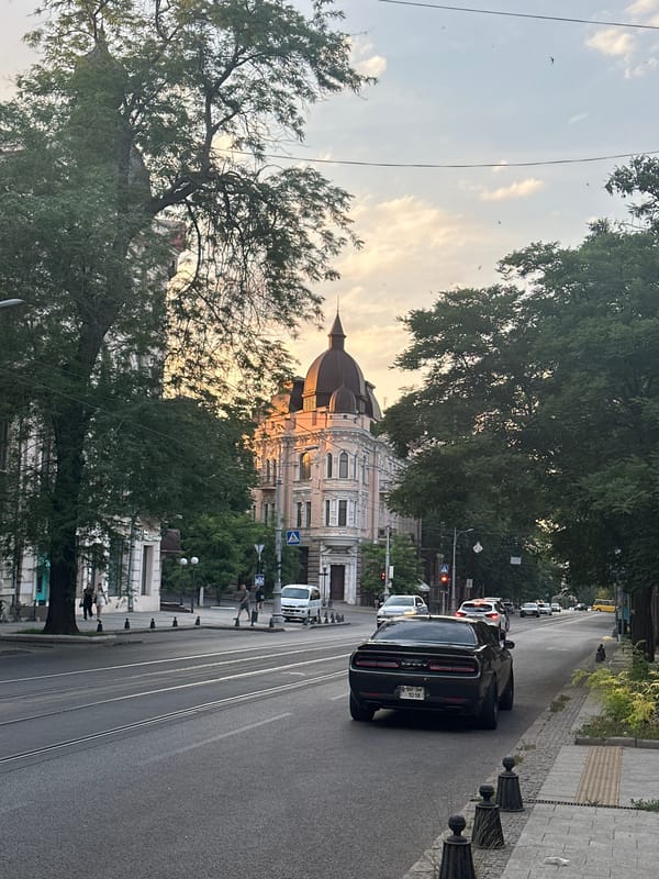 Odesa park and streets on a golden late-June afternoon