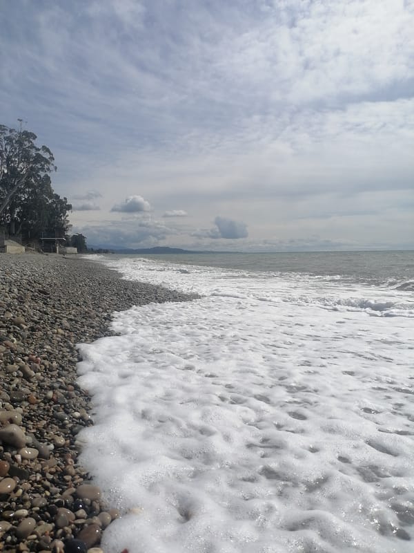 Morning waves documented at New Athos pebble beach