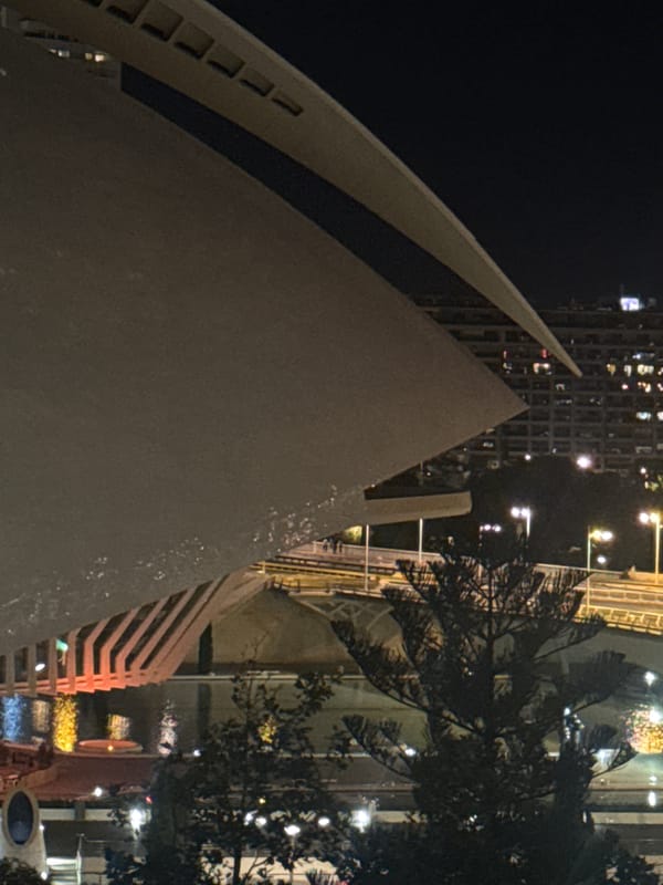 Valencia's City of Arts Sciences captured in nighttime views