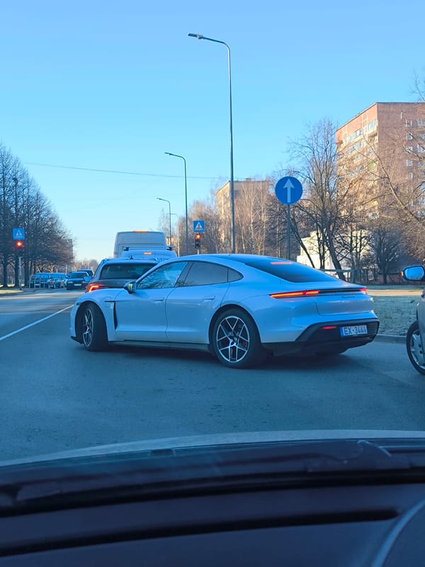 Porsche Taycan spotted in Riga traffic during daytime