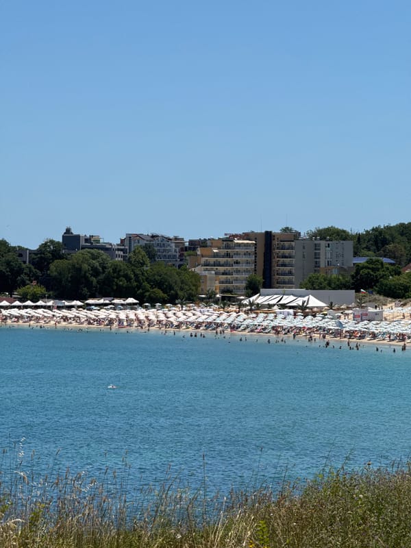 Packed summer beach day on Bulgaria's Black Sea coast