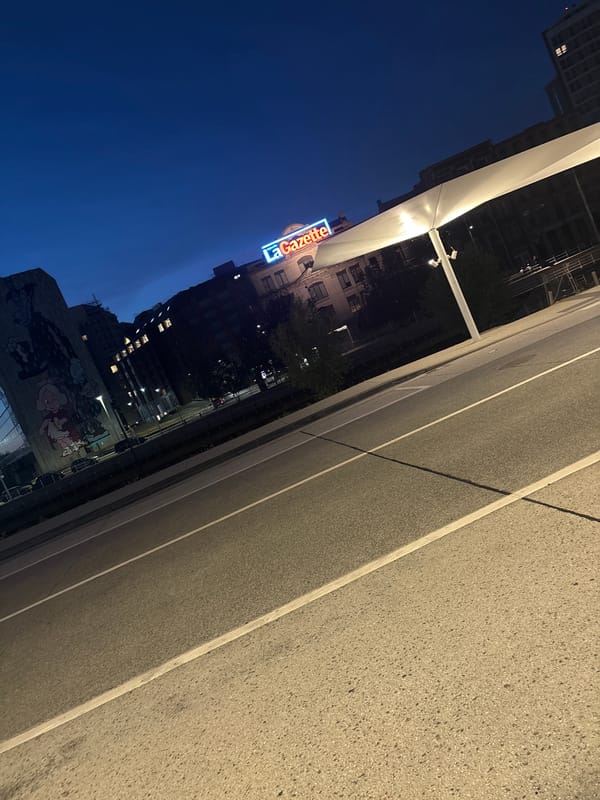 Cartoon mural lights up a Charleroi street at night