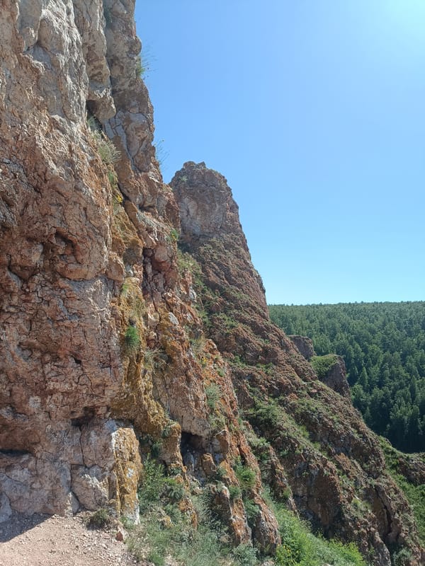 Sandstone arches and cliff faces in the Krasnoyarsk wilderness