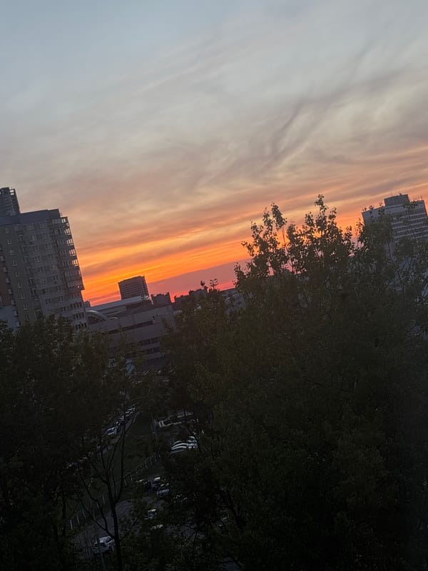 Evening sunset observed over Minsk cityscape