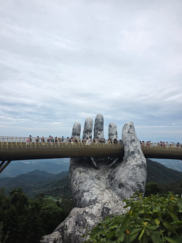 Tourists capture Golden Bridge attractions at Vietnam's Ba Na Hills