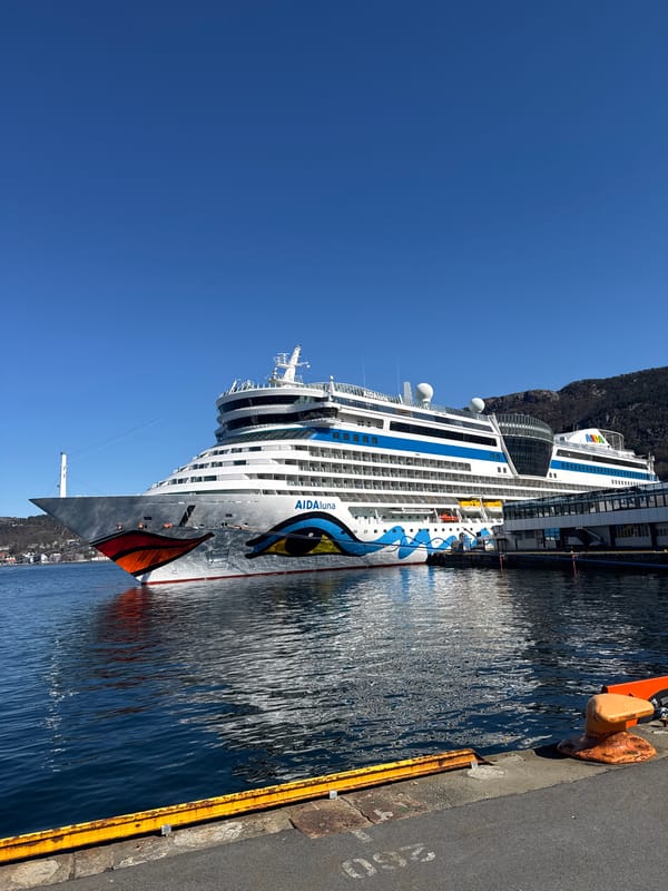 AIDA Luna cruise ship docked in Bergen port