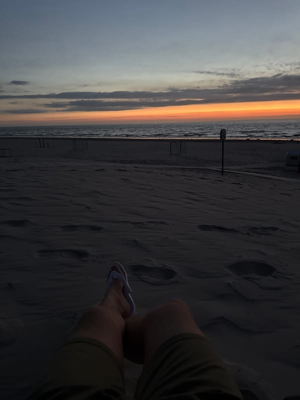 Feet in the sand, facing the North Sea on Langeoog
