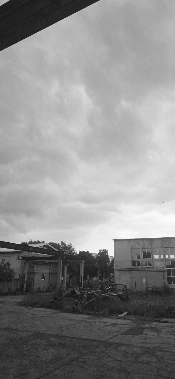 Overcast day documented in industrial Karnobat, Bulgaria