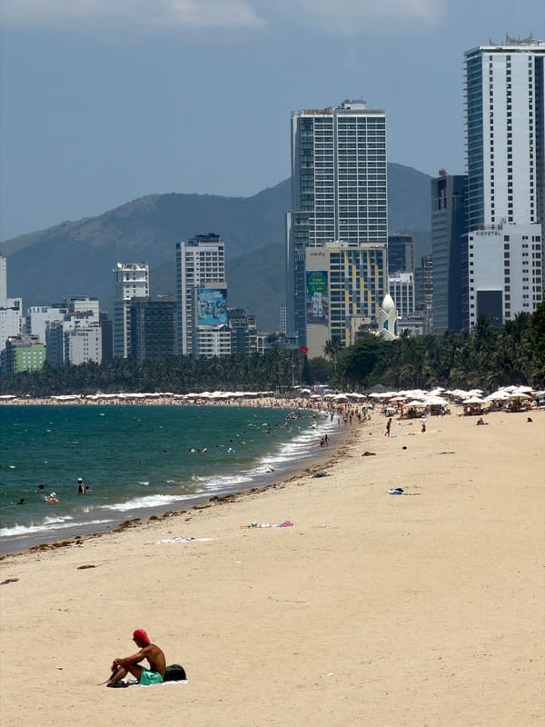 Early morning scenes captured at Nha Trang Beach, Vietnam