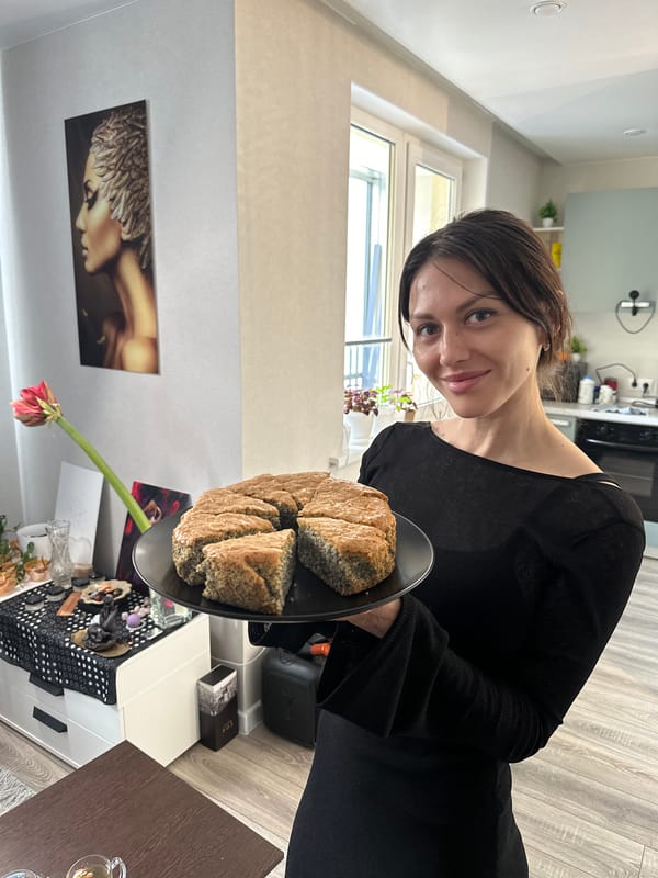 Woman enjoys homemade cake in Murino residential setting