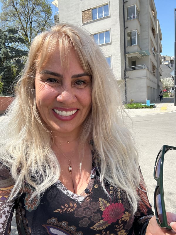 Woman enjoys sunny morning moments in Sofia, Bulgaria