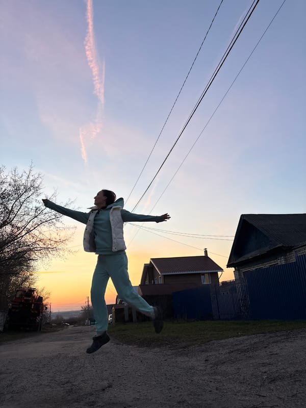 Jumping figure and sunset scenes captured in Ulyanovsk