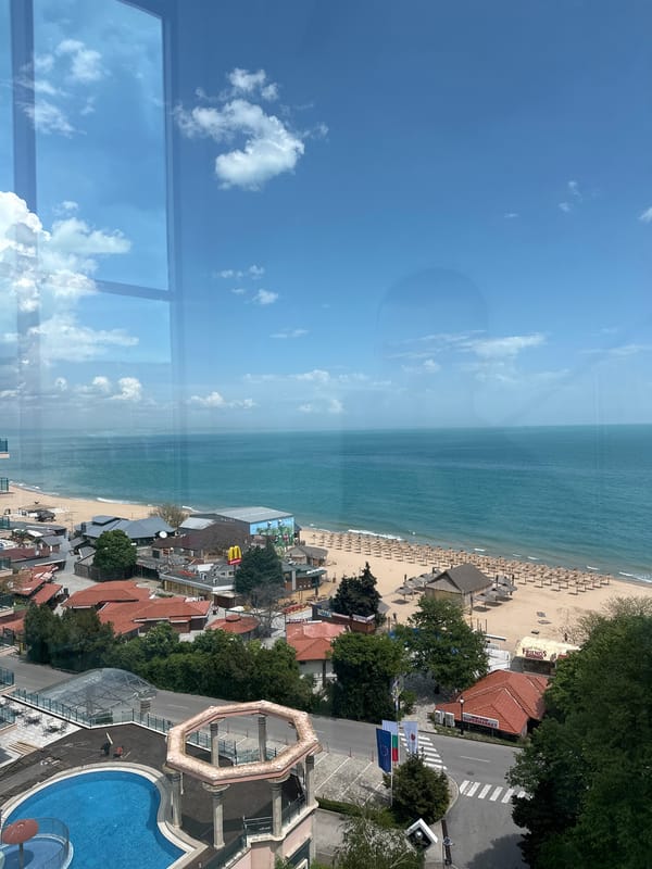 Golden Sands beach resort documented from aerial and interior perspectives