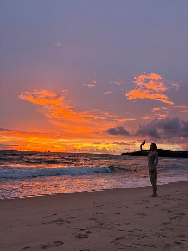 Sunset beach moment in Choeng Thale, Thailand