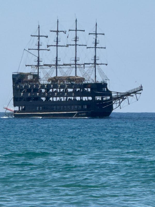 Replica ships and leisure boats off the Manavgat coast