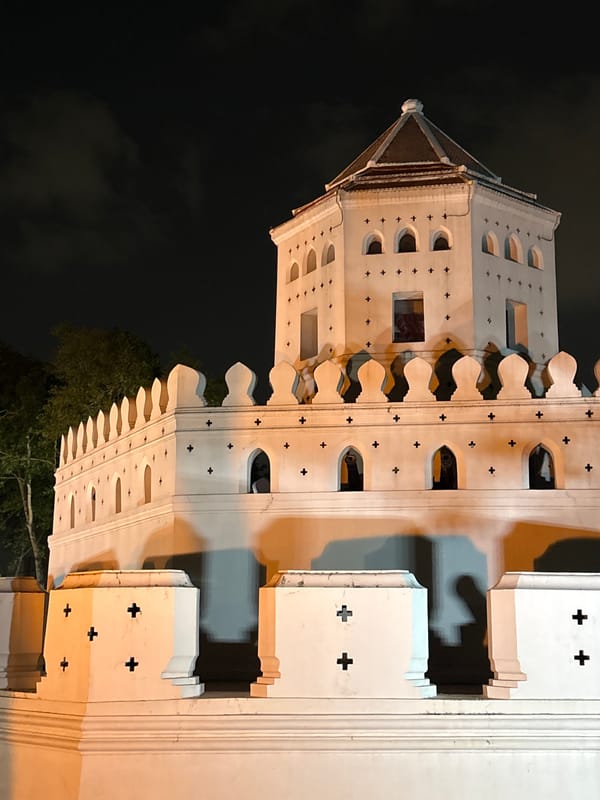 Bangkok historic structures illuminated at night