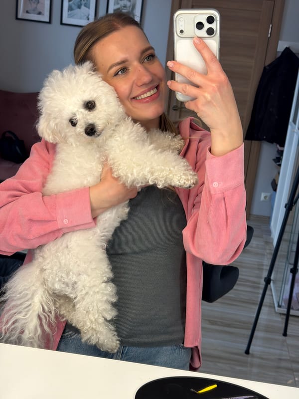 Woman and Bichon Frise captured in casual moments Riga