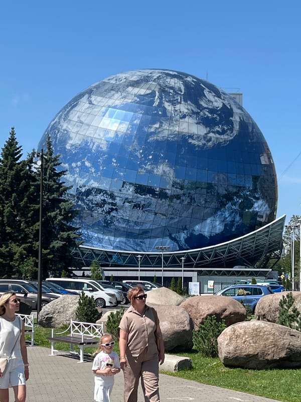 Morning at Kaliningrad's waterfront — the globe building and beyond
