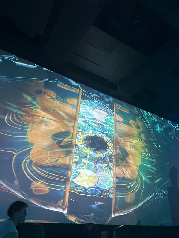 DJ performance with colorful projections held in Pantin venue