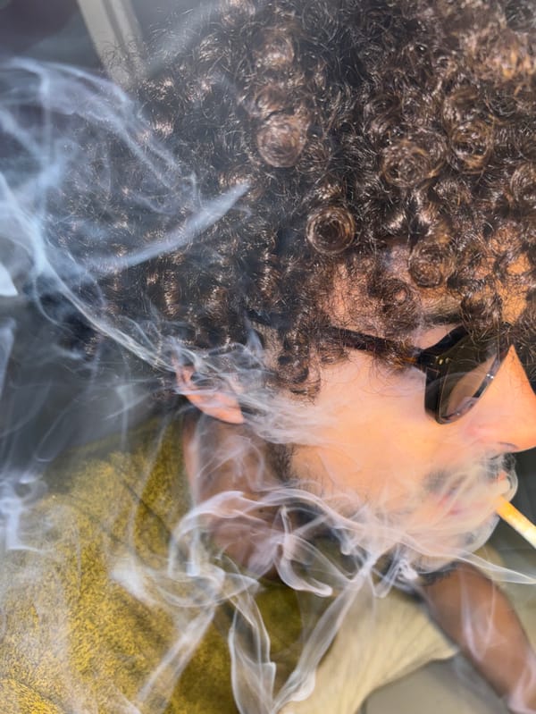 Person smoking in various poses documented in Tangier