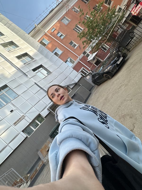 Woman takes playful late-night selfies in Perm, Russia