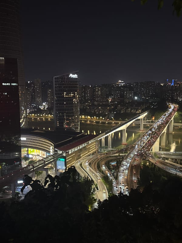 Nighttime cityscape views captured in Yuzhong District, China