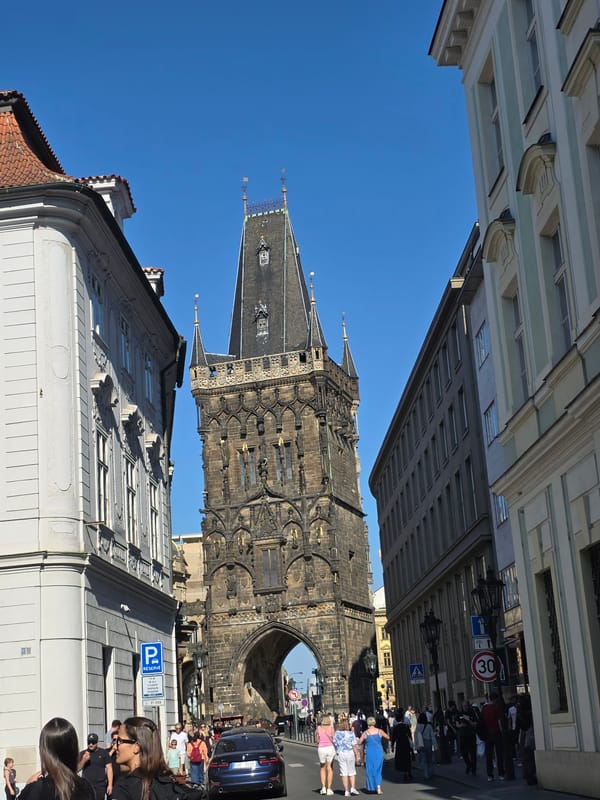 Street artist creates sand sculpture near Prague's Powder Tower