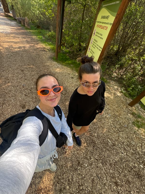 Visitor documents nature walk through Stolby National Park, Krasnoyarsk