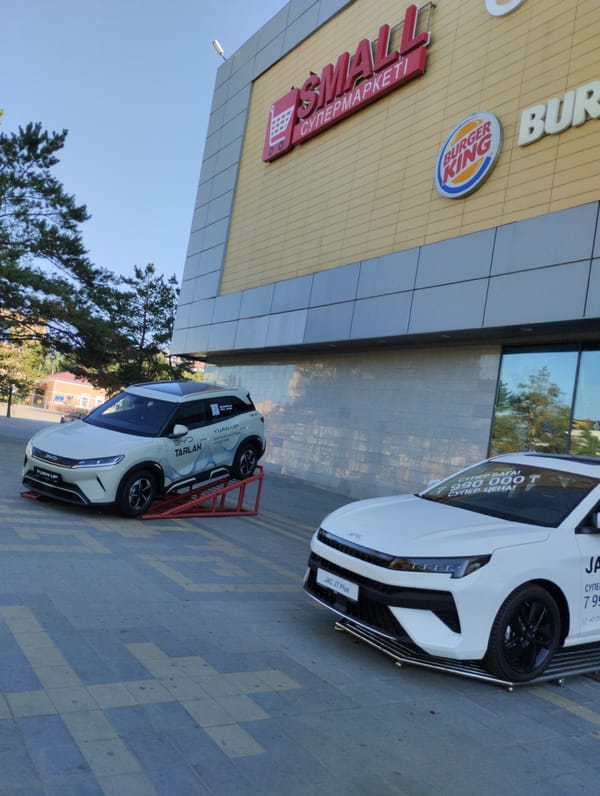 Street-level snapshots of shops, cafés, and art in Kostanay