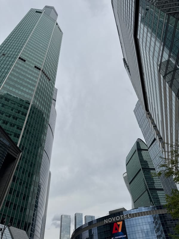 Modern skyscrapers photographed in Khimki, Russia