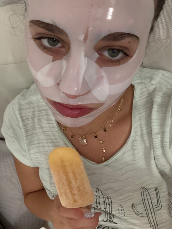 Sheet mask skincare moment in Milan