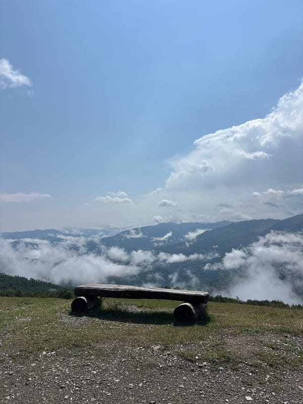 Roadside stop at a mountain overlook in rural Montenegro