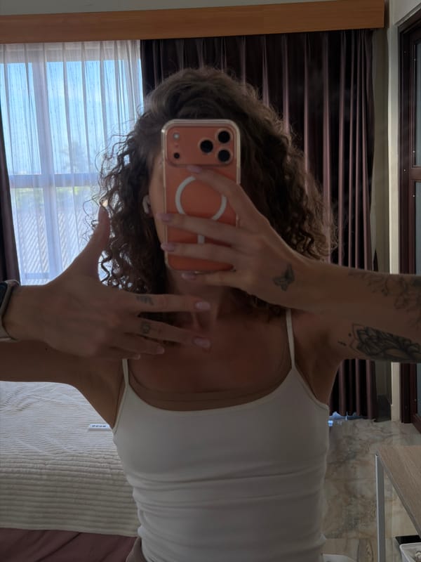 Mirror selfie session in a North Kuta bedroom, Bali