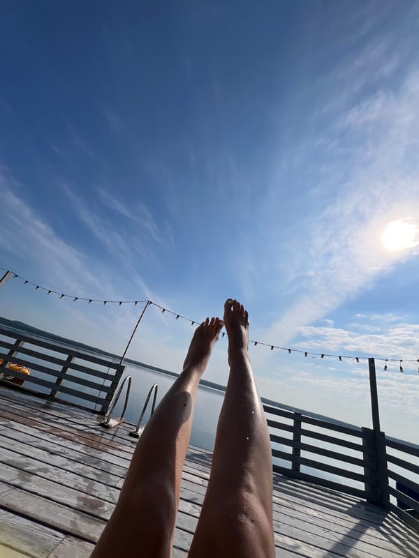 Lazy afternoon on a dock at Lake Burabay, Kazakhstan