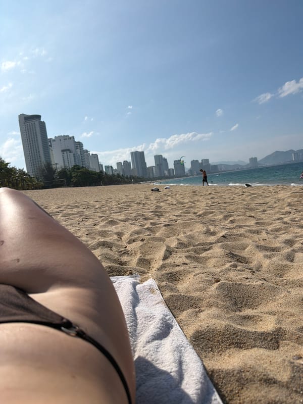 Morning beach activities captured at Nha Trang Ward, Vietnam