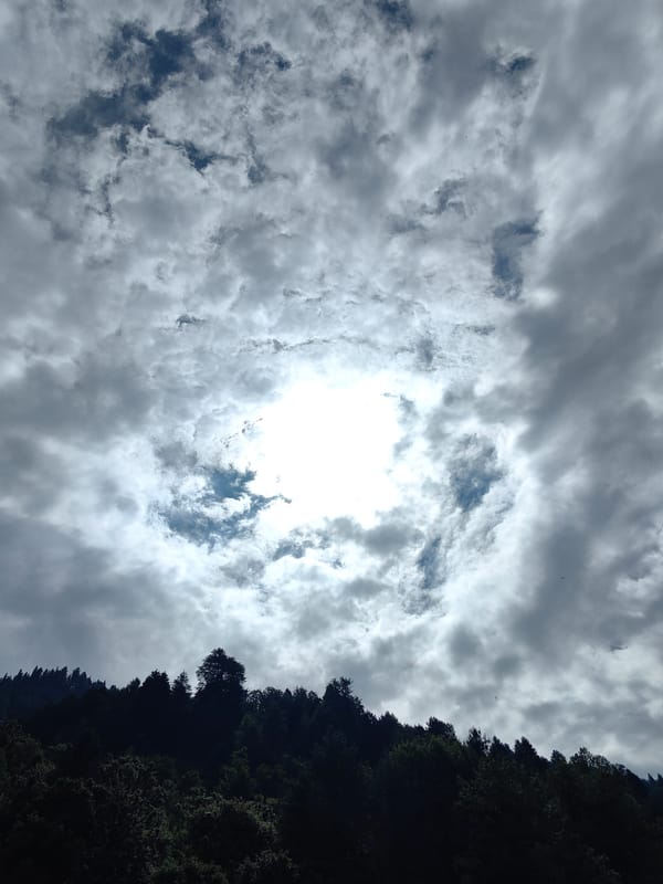 Vashisht valley and peaks under moody, shifting skies