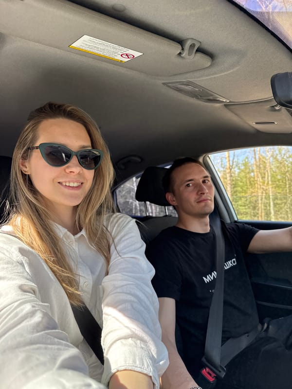 Two passengers travel by vehicle in Chaikovsky, Russia