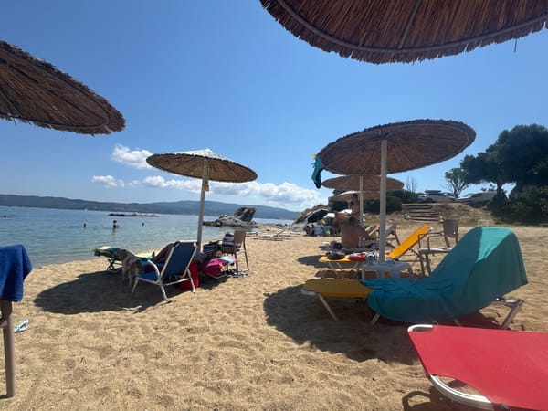 Sunny beach day on Ammouliani island, Greece
