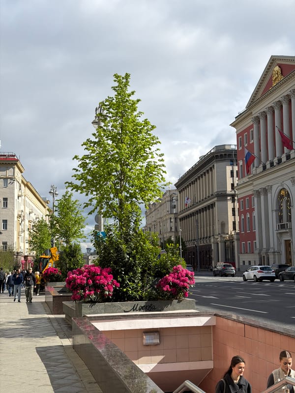 Moscow street scenes documented during hour-long urban walk
