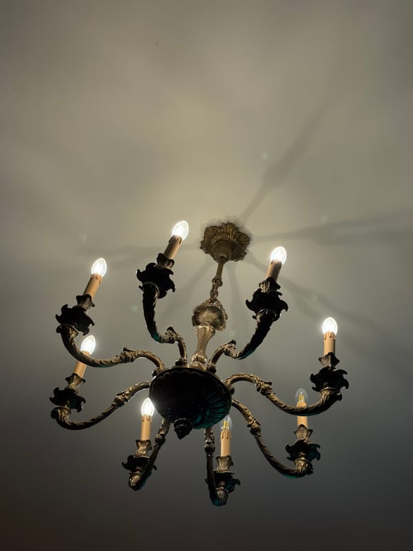 Antique chandelier documented in Edinburgh interior