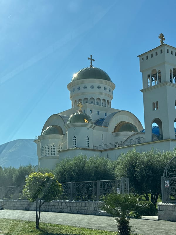 Morning scenes captured in Bar, Montenegro show church and street